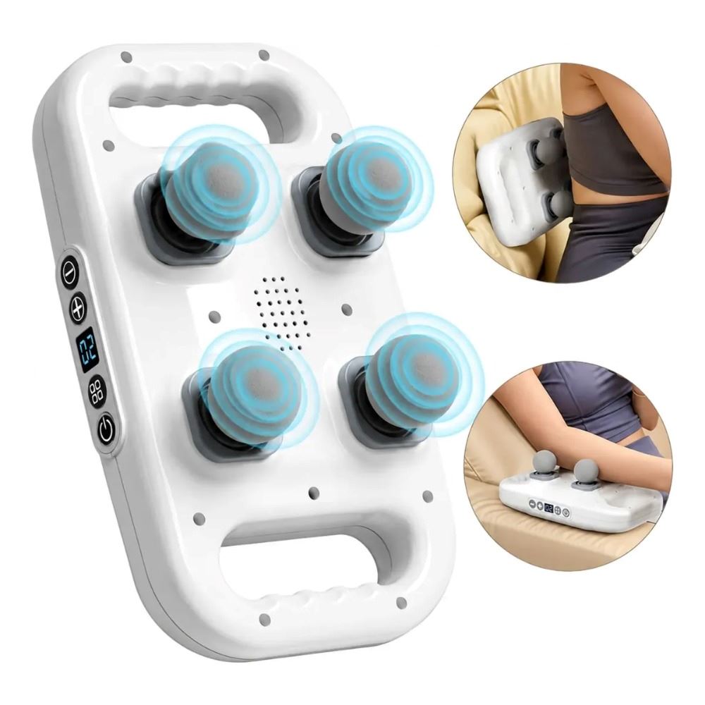 Masajeador Recargable 4 Cabezas 9 Modos Y 20 Niveles Blanco
