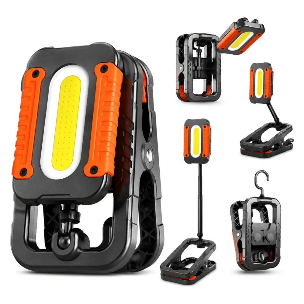 Lámpara De Trabajo Led Cob Recargable Con Imán Y Pinza