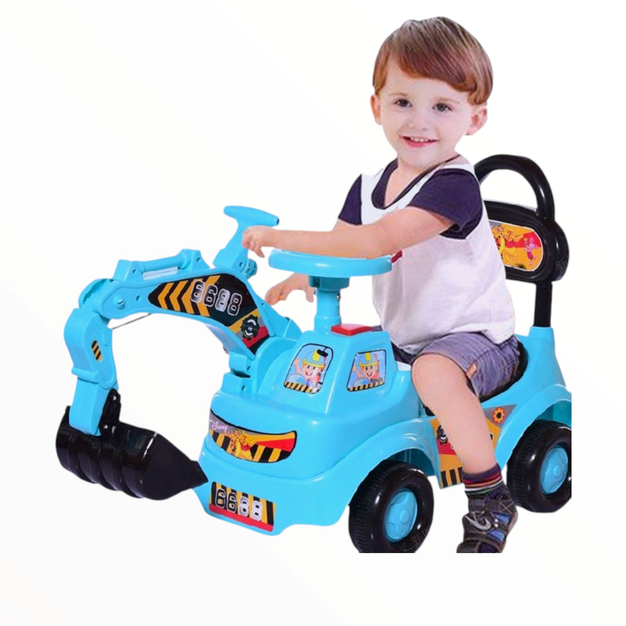 EXCAVADORA GARRITA CON LUCES Y SONIDO. BUGGY CORREPASILLOS