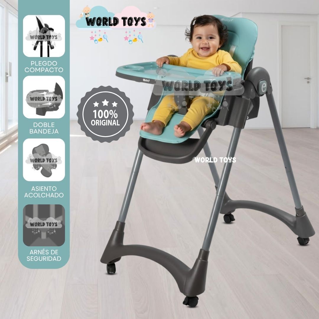 Silla de Comer Plegable «ALAI»  con Rueditas Light Green