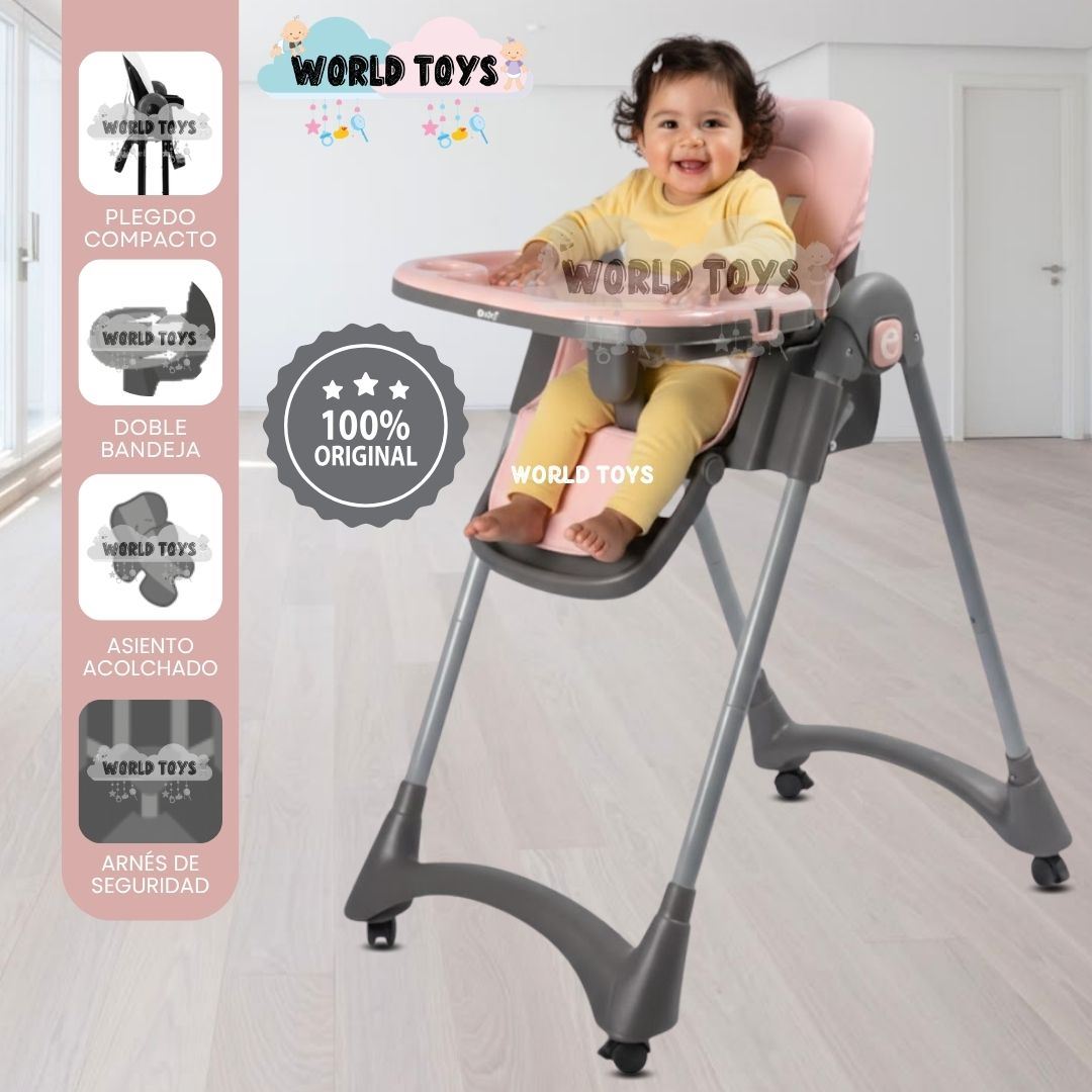 Silla de Comer Plegable «ALAI» con Rueditas Pink