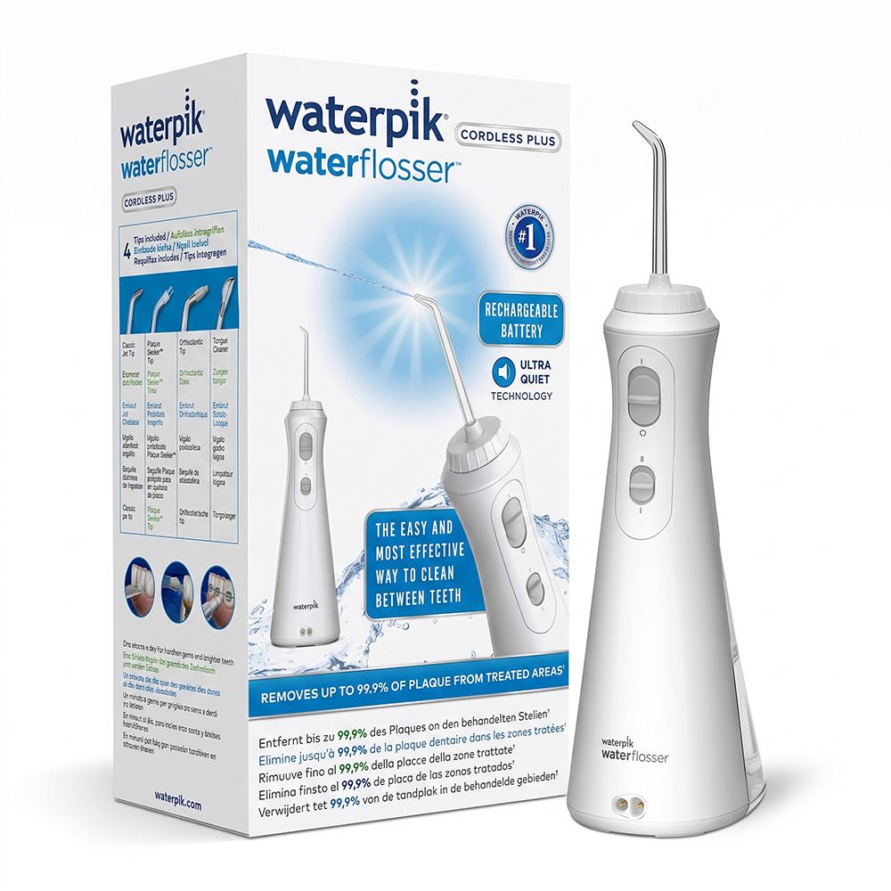 Irrigador Bucal Waterpik Cordless Plus WP 490 Inalámbrico Recargable 2 Niveles de Presión Blanco