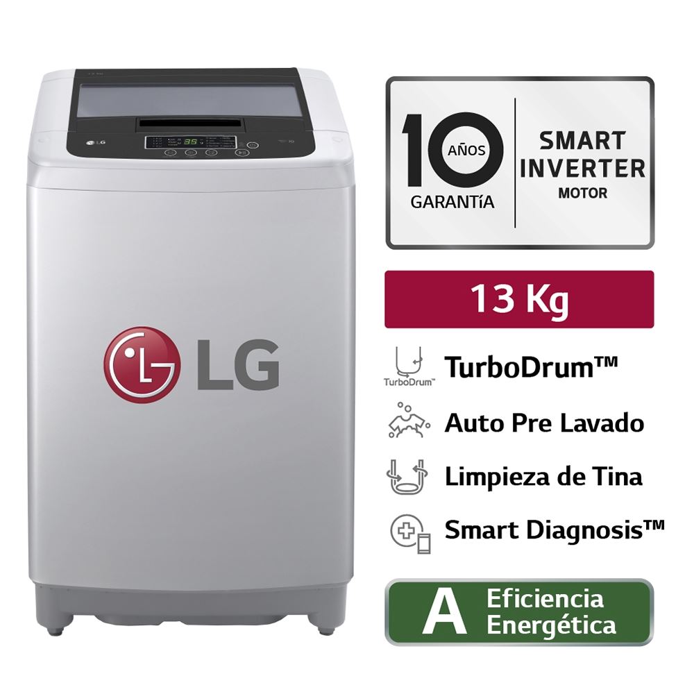 LAVADORA LG 13KG SMART MOTION WT13DPBK GRIS