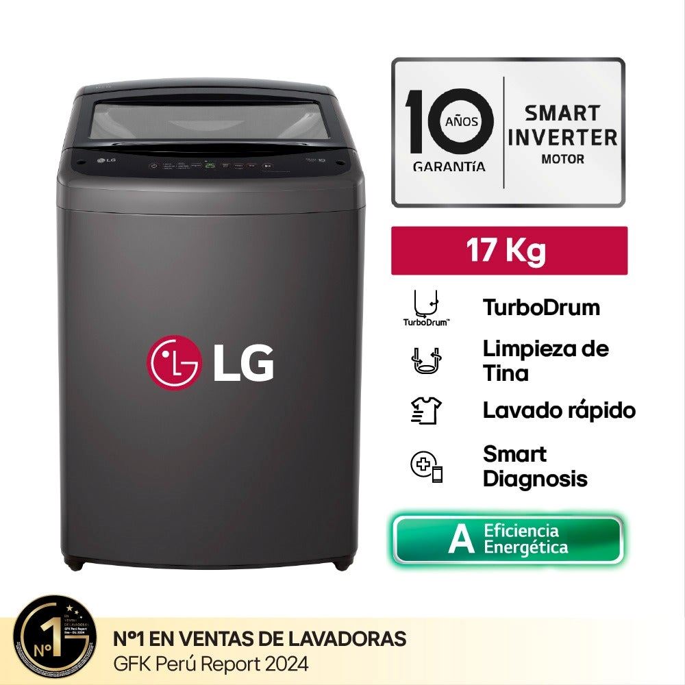 Lavadora LG 17KG Turbodrum WT17BVTB Negro Plateado