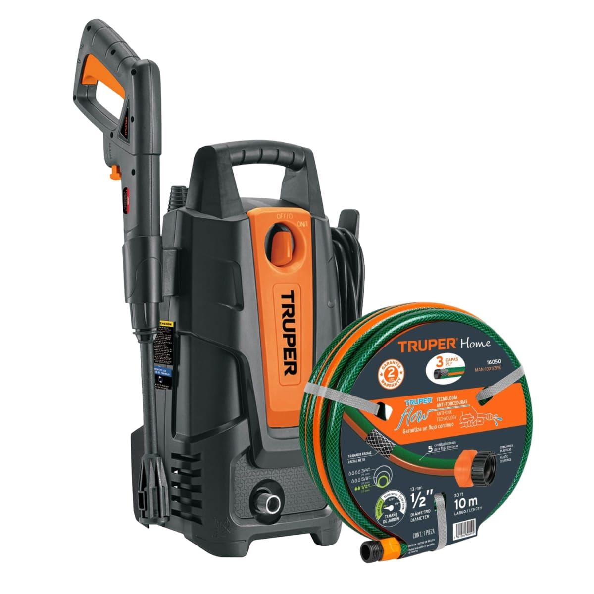 Hidrolavadora Portatil Truper 1500 PSI + Manguera 10 metros