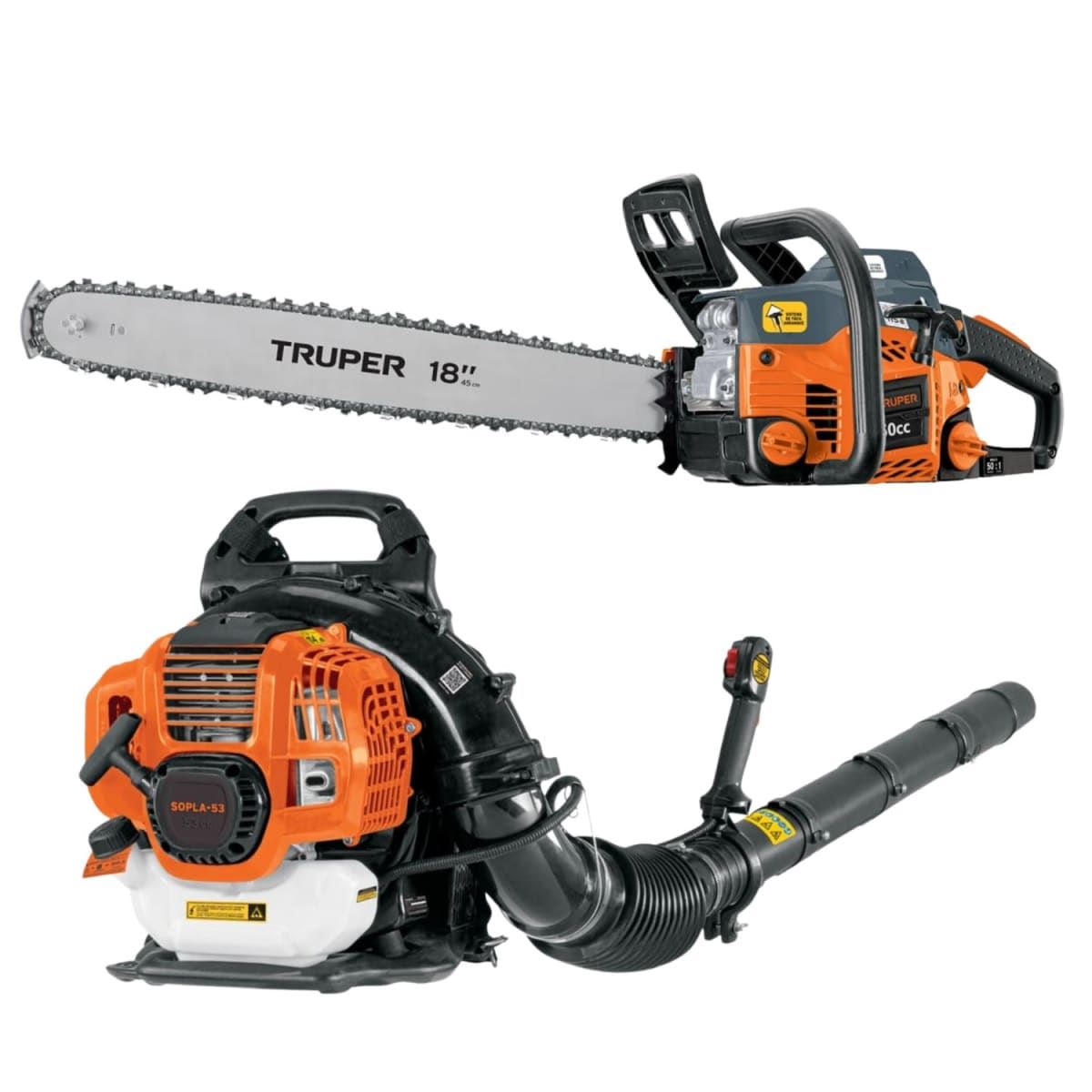 Motosierra 18" + Sopladora tipo mochila Truper