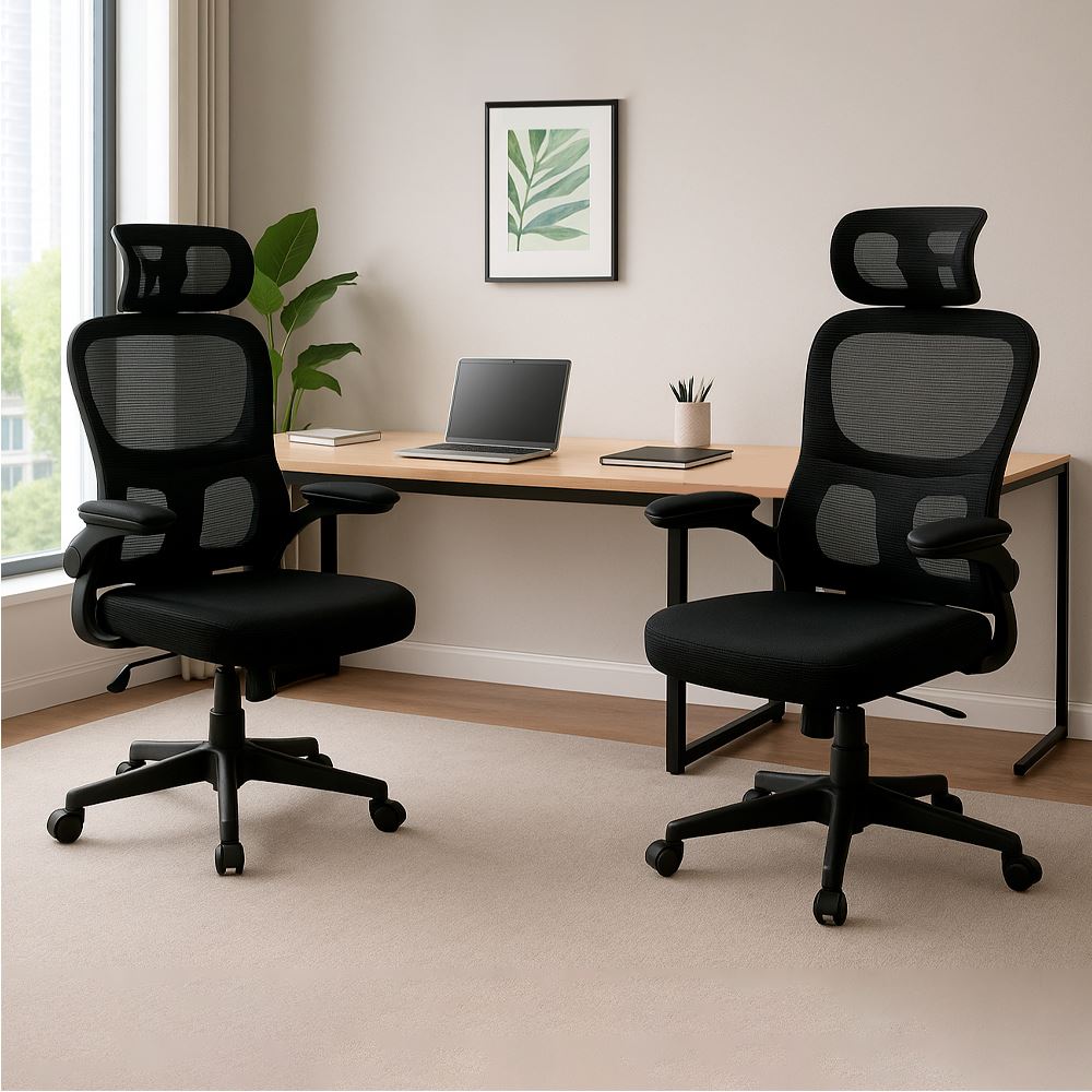 Pack x2 Sillas Ergonómicas de Oficina Gerencial Komsum Turin Negro