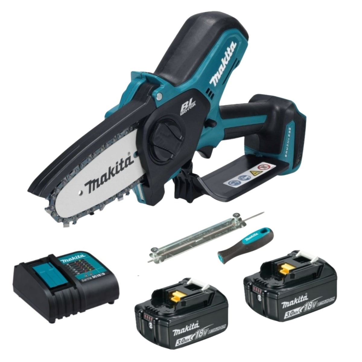 Motosierra 4" 18V LXT + 2 baterias 3ah + cargador Makita