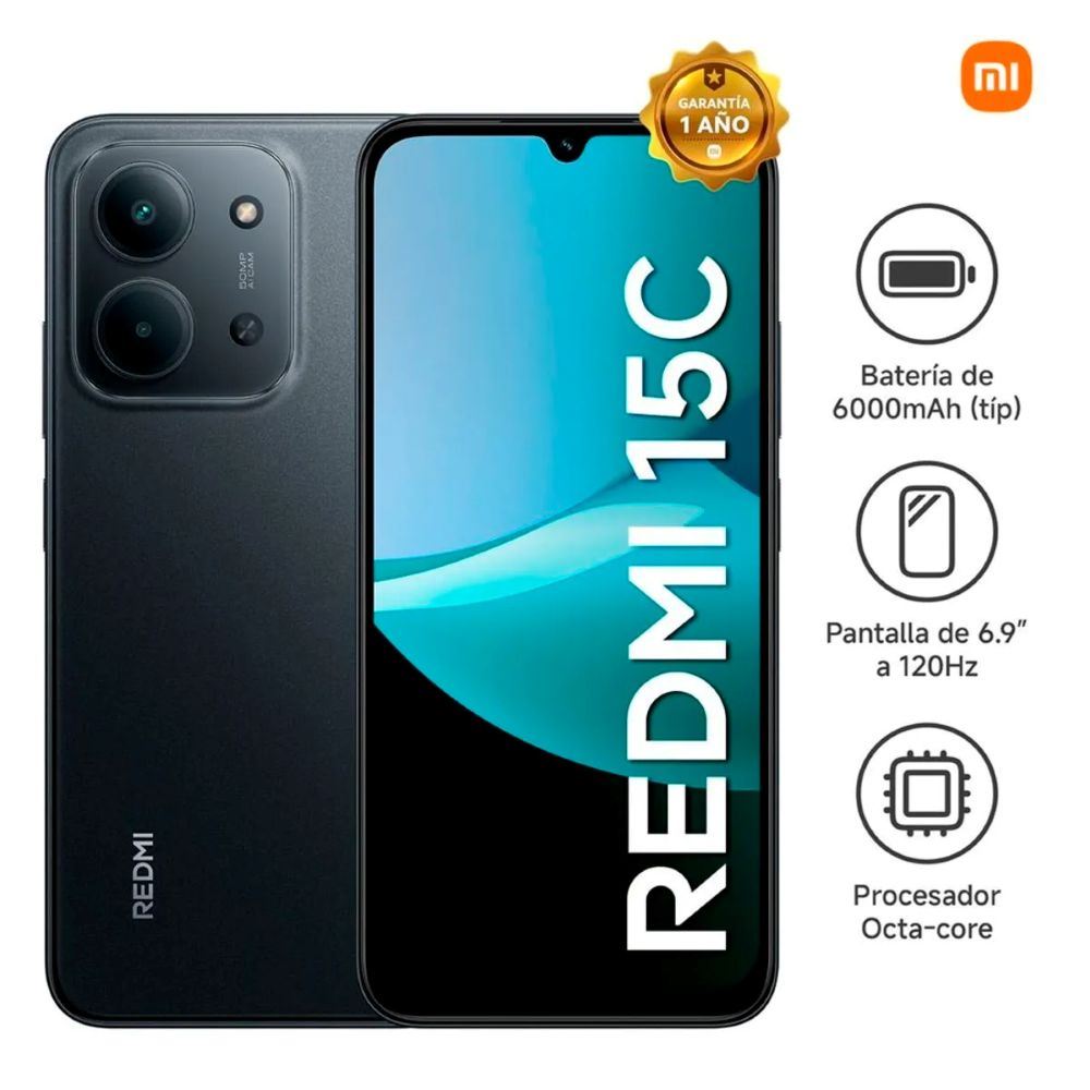 Celular Xiaomi Redmi 15C 128GB 4GB RAM NEGRO