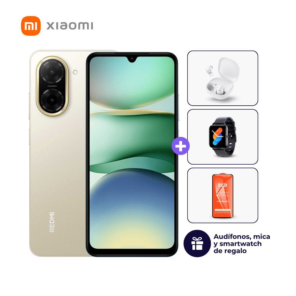 Xiaomi Redmi A5 4G 128GB 4GB Dorado + Smartwatch + Audífonos + Mica