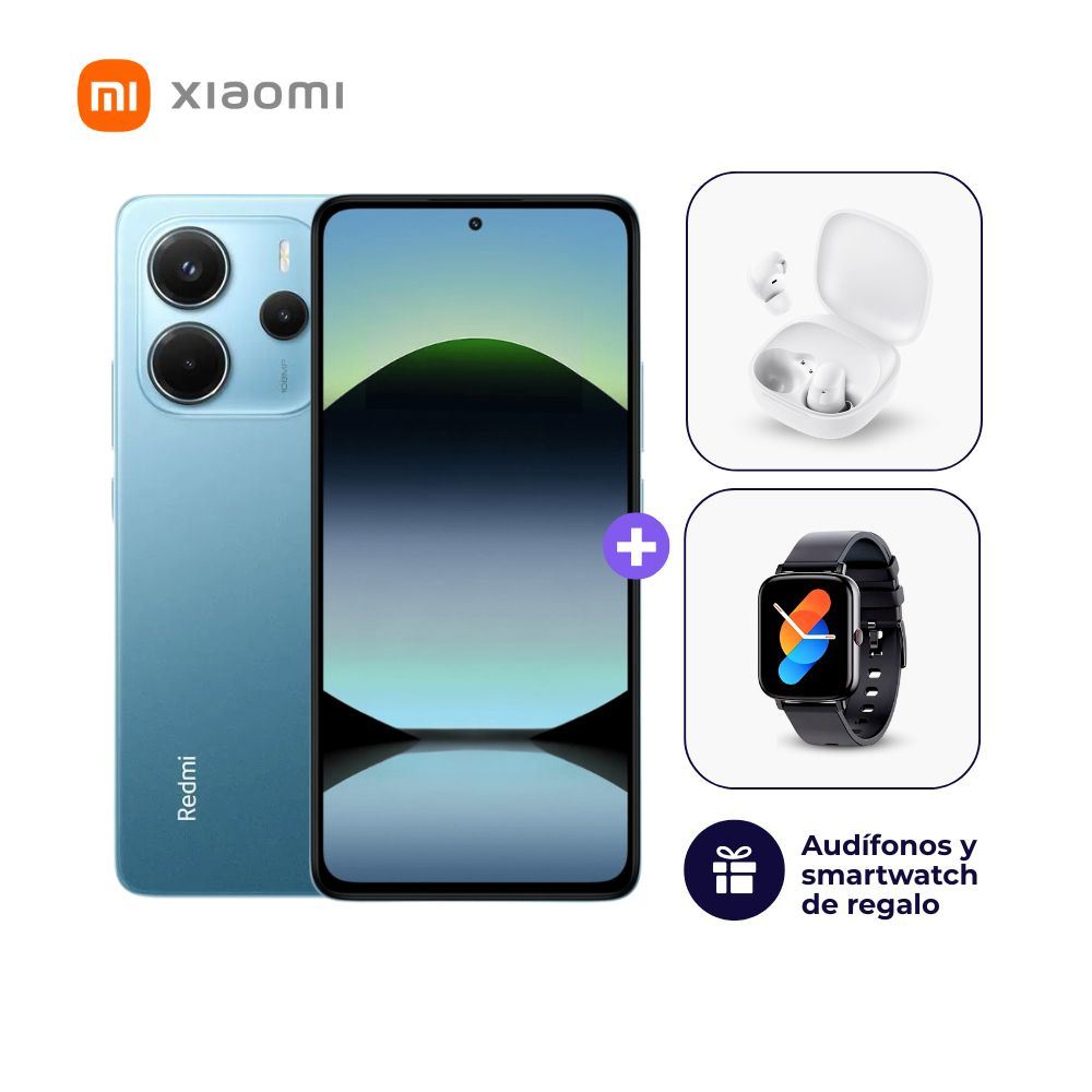 Xiaomi Redmi Note 14 4G 256GB 8GB Azul Océano + Smartwatch + Audífonos + Mica