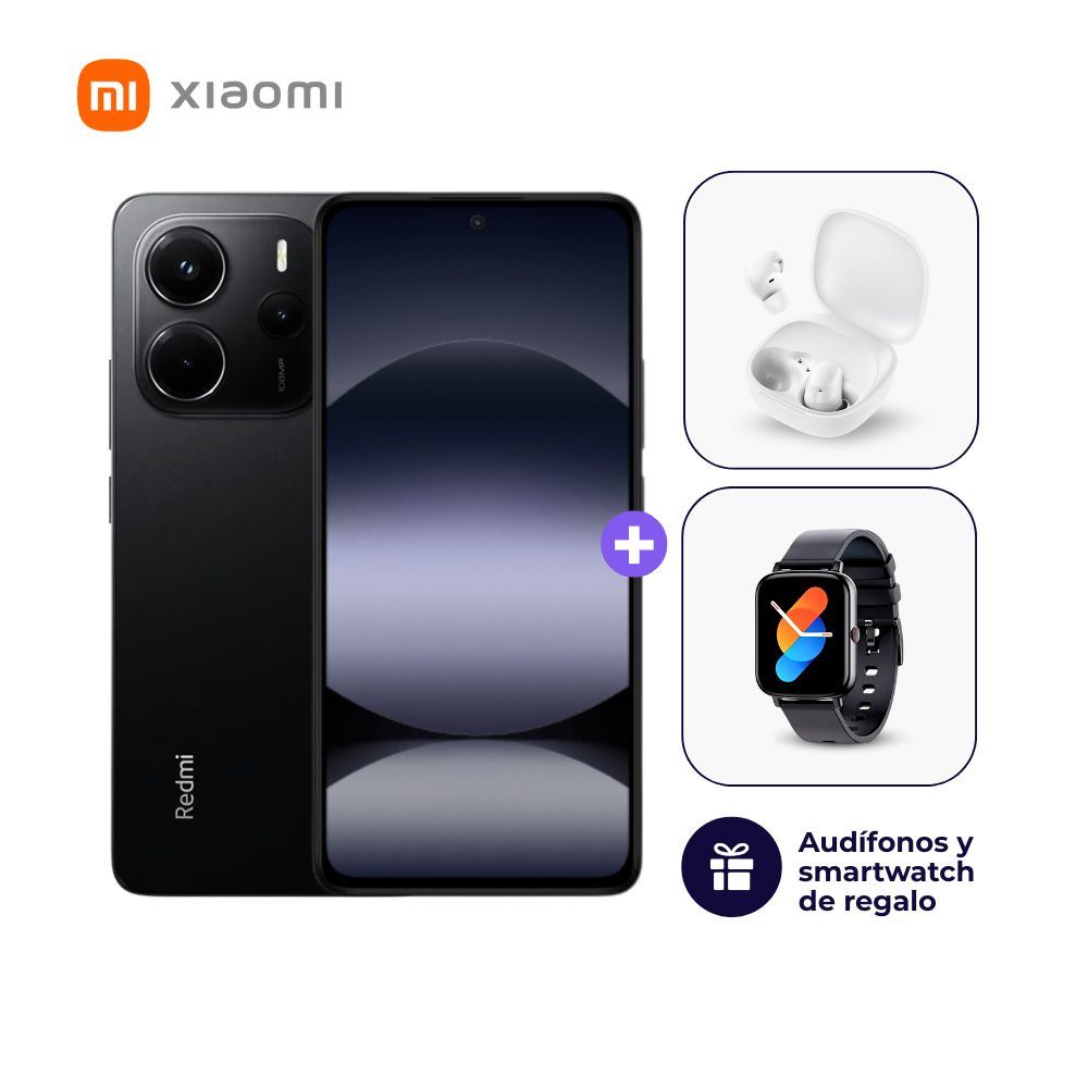 Xiaomi Redmi Note 14 4G 256GB 8GB Negro medianoche + Smartwatch + Audífonos + Mica