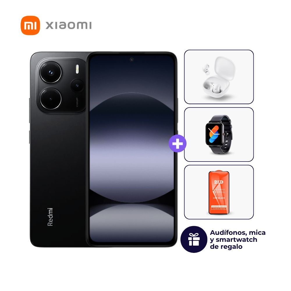 Xiaomi Redmi Note 14 4G 128GB 6GB Negro + Smartwatch + Audífonos + Mica