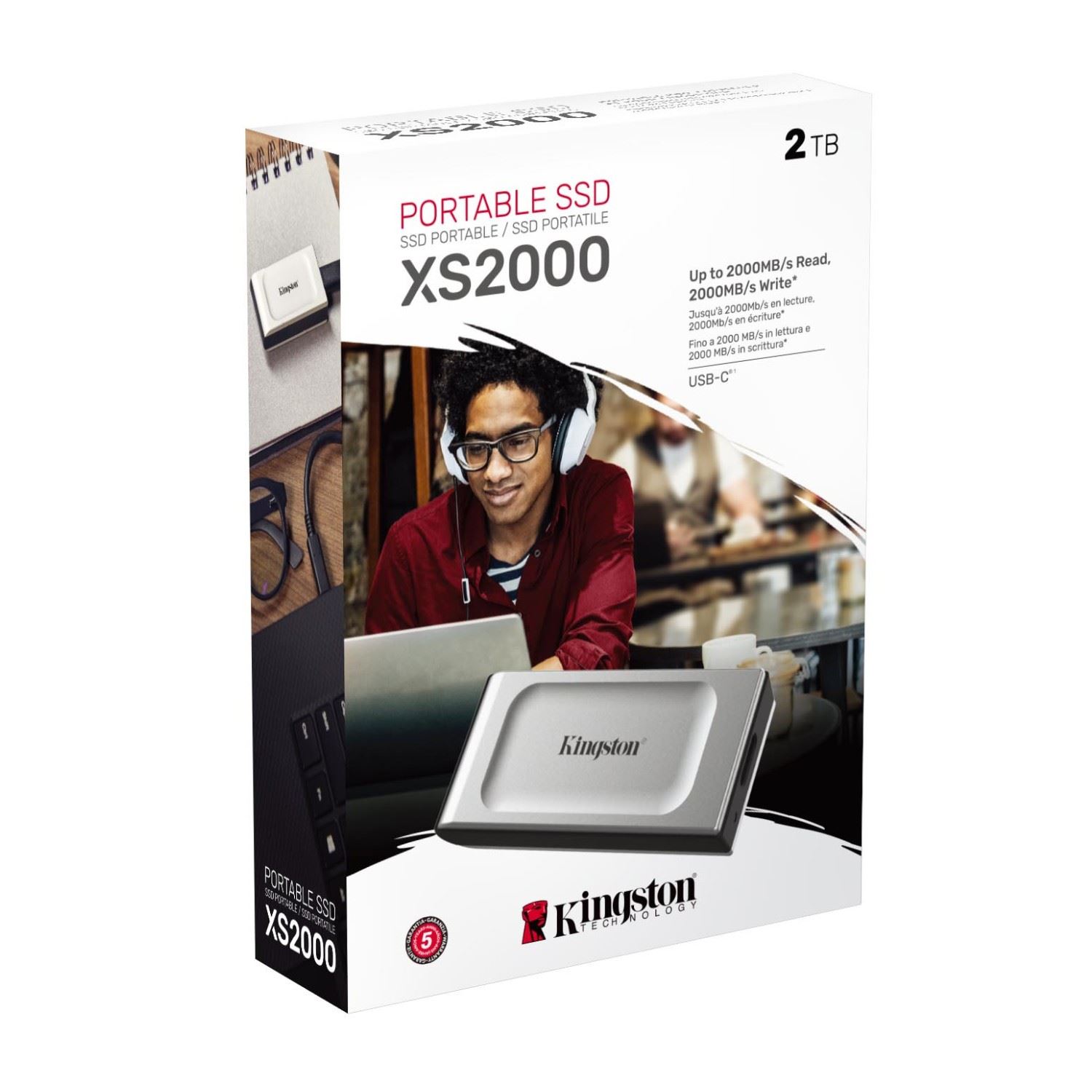 SSD Externo Kingston XS2000 2TB Portátil USB 3.2 Gen 2x2 - 2000MB/s IP55