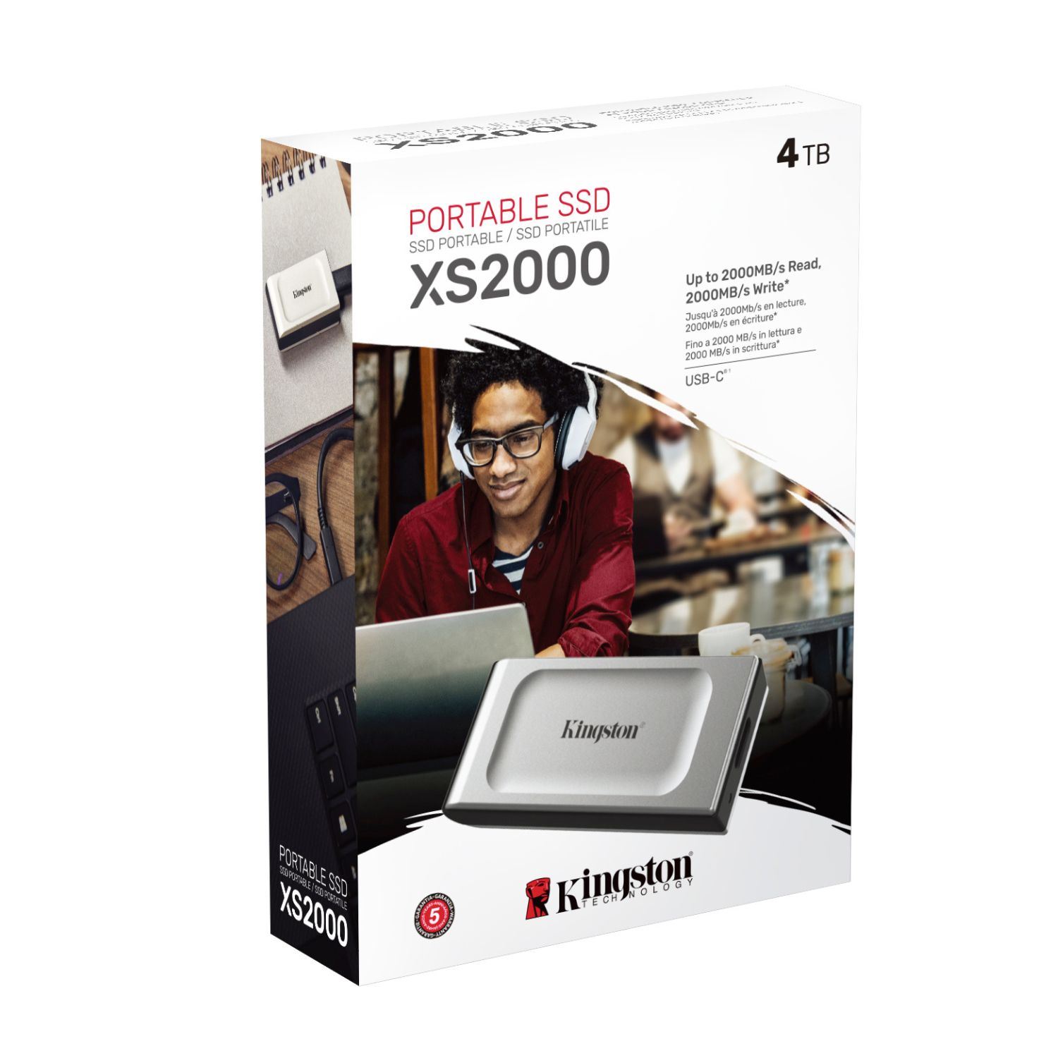 SSD Externo Kingston XS2000 4TB Portátil USB 3.2 Gen 2x2 - 2000MB/s IP55