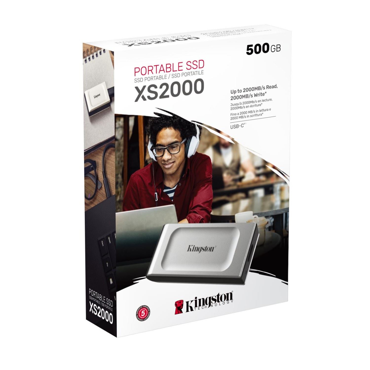 SSD Externo Kingston XS2000 500GB Portátil USB 3.2 Gen 2x2 - 2000MB/s IP55