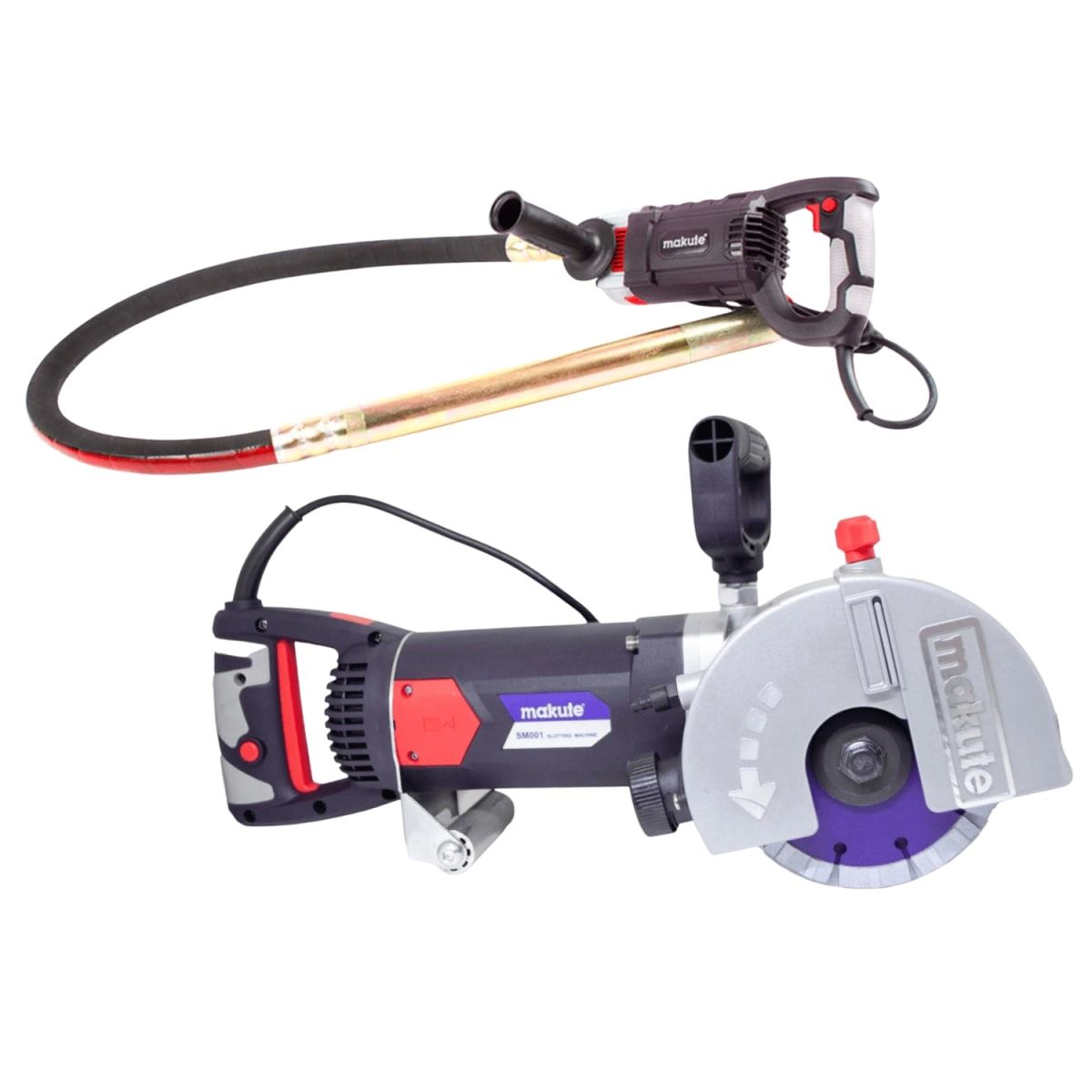 Ranuradora de concreto 2400w + vibrador de concreto Makute