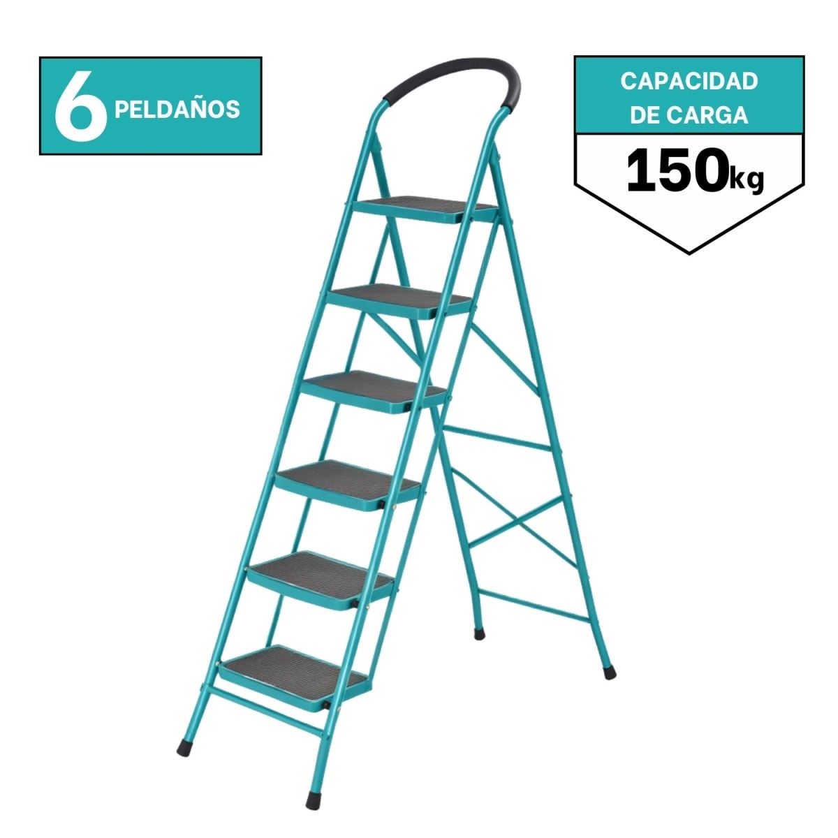Escalera Tubular de Acero 6 Peldaños Soporta 150kg Total