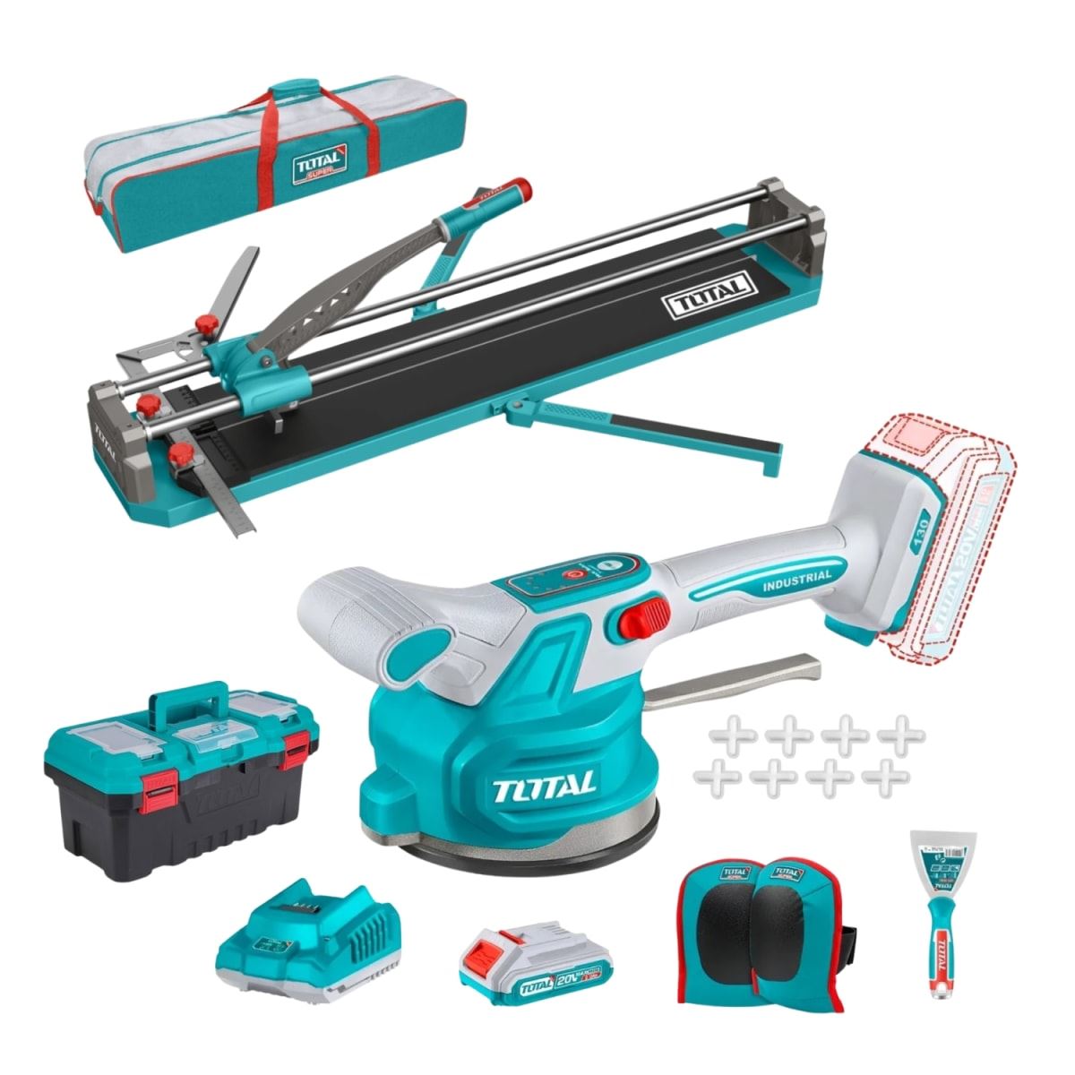 Cortador de Mayolica 100cm + Ventosa Vibradora 50kg 20v Total