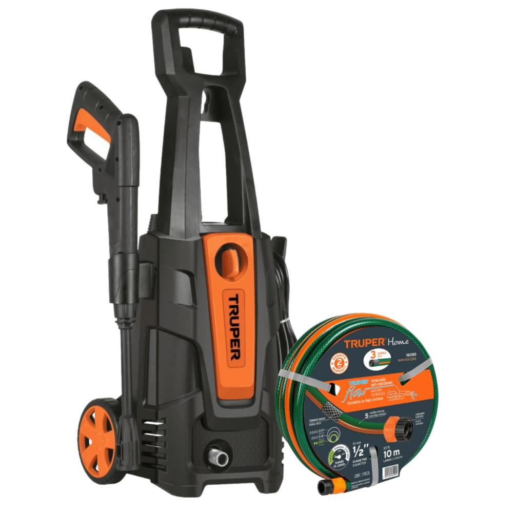 Hidrolavadora Eléctrica Alta Presión 1800PSI 1500W + Manguera 10 m Truper