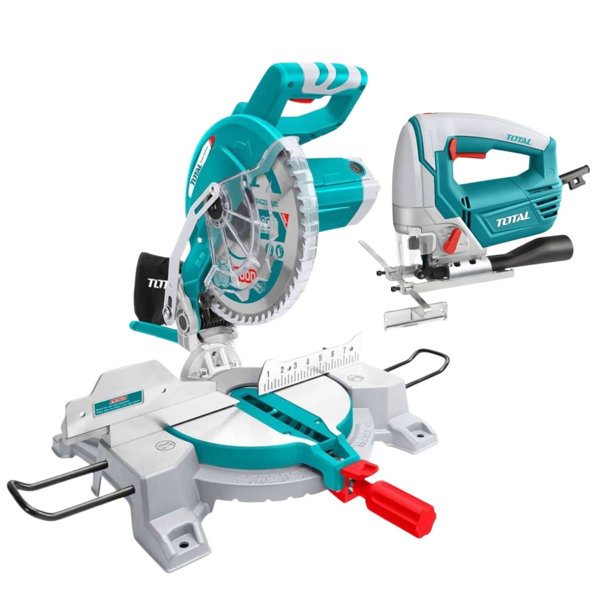 Sierra ingletadora 1800w 10" + Sierra caladora 800w Total