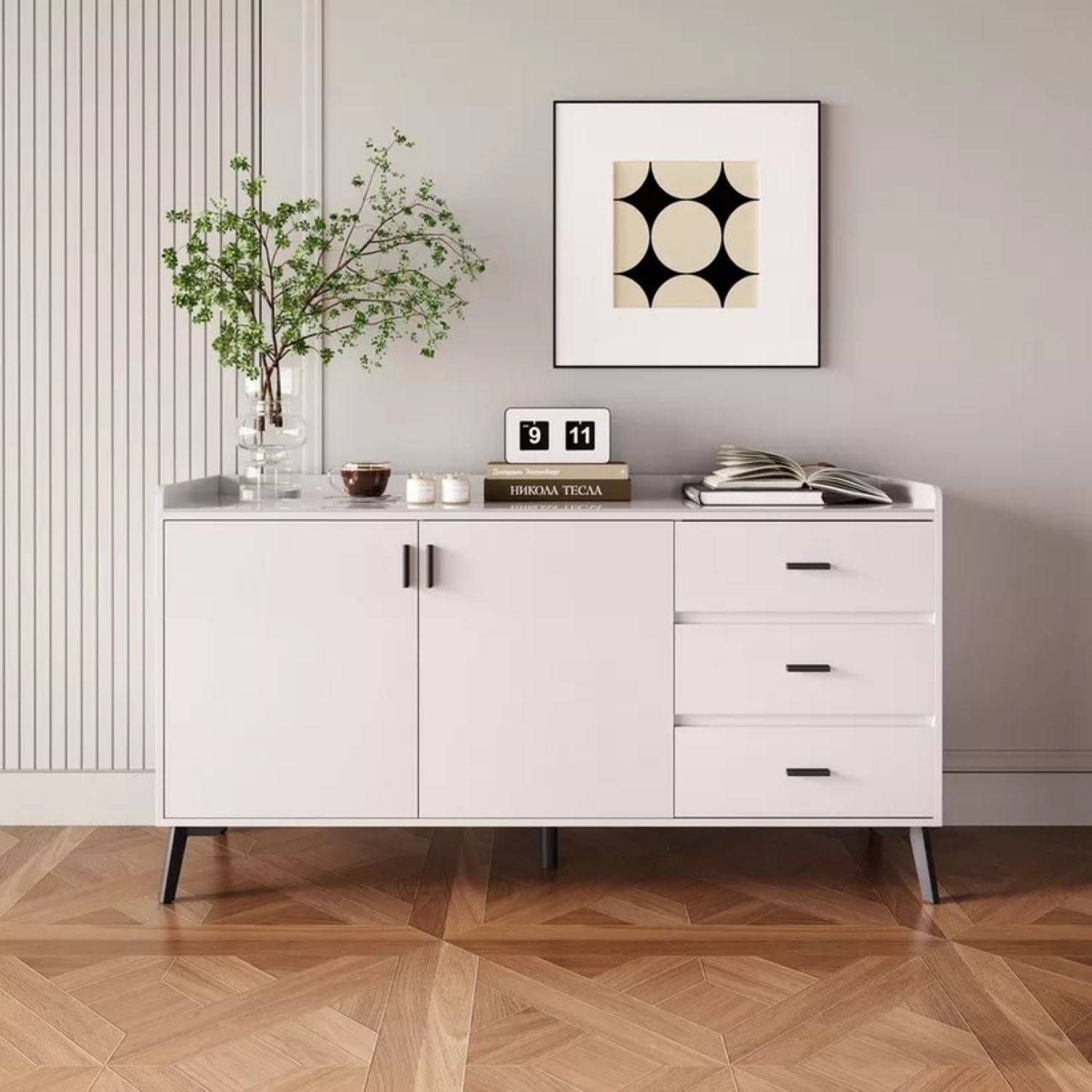 APARADOR YELSI 3 CAJONES 2 PUERTAS BLANCO 150CM