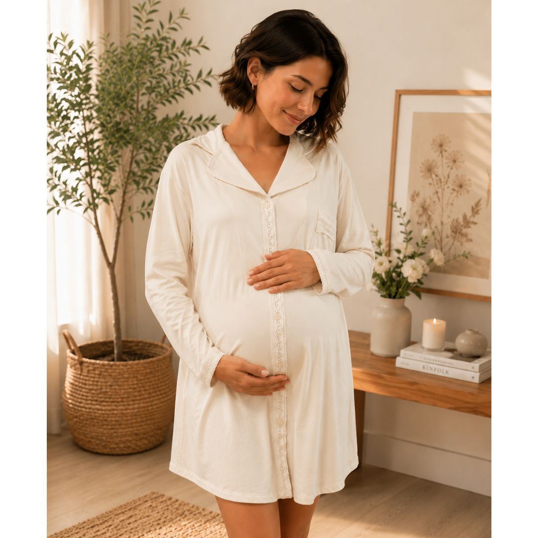 Pijama Camisón Bata Manga Corta / Maternidad Lactancia Algodón Pima