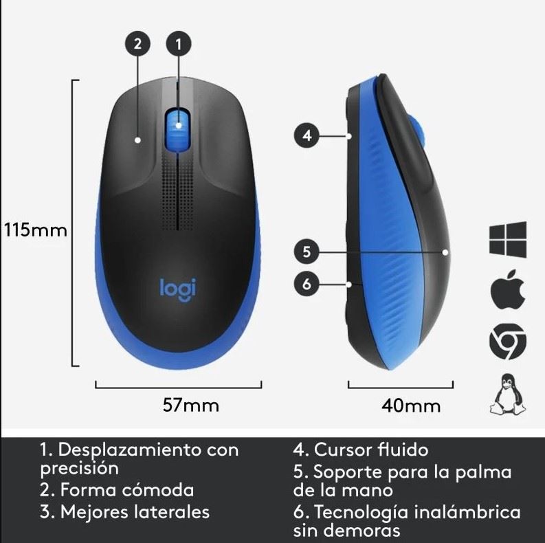 MOUSE LOGITECH M190 WIRELESS FULL-SIZE BLUE