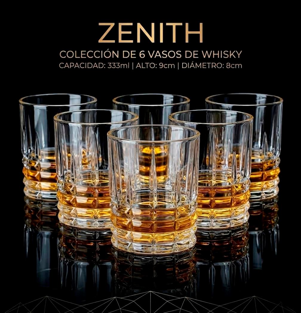 Set de 6 Vasos de Whisky Zenith – Brillo y Distinción en cada Trago