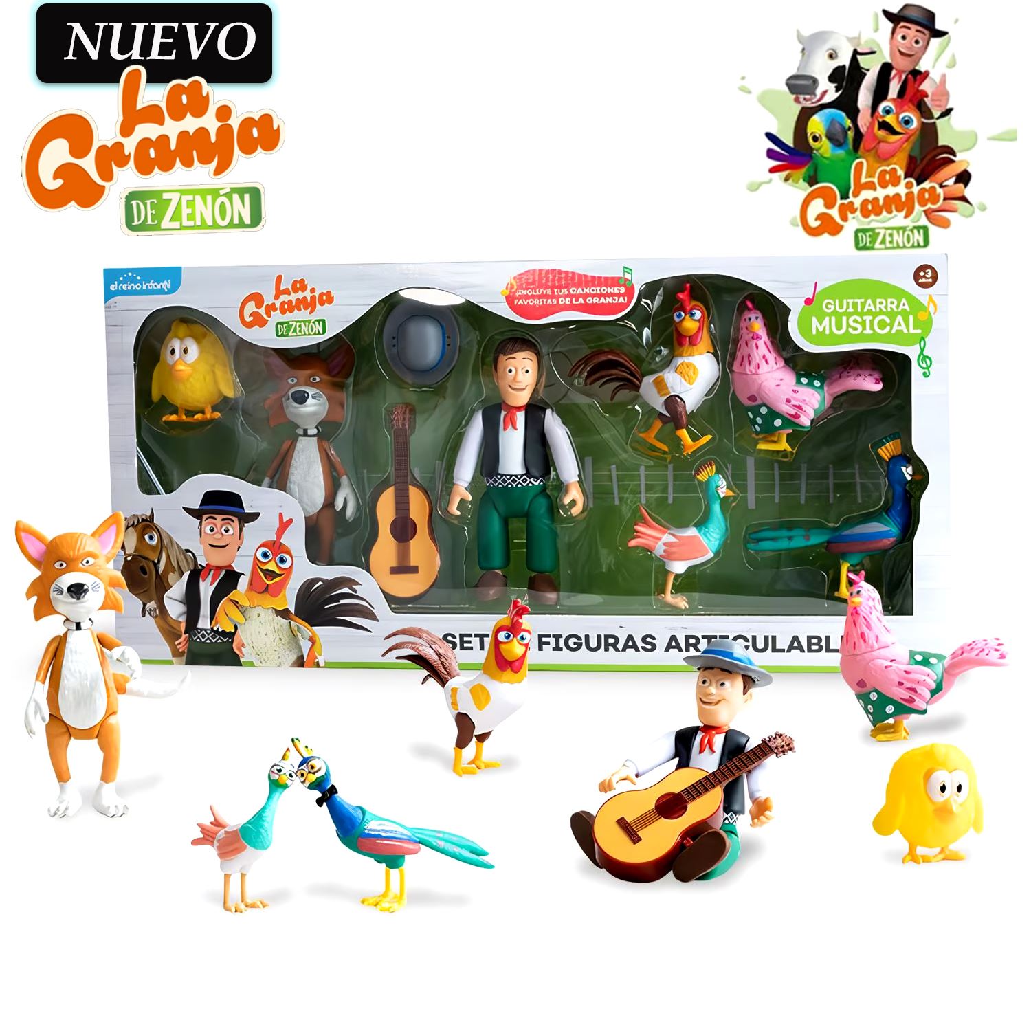 Set de Figuras Articulables La Granja de Zenón 8 Piezas